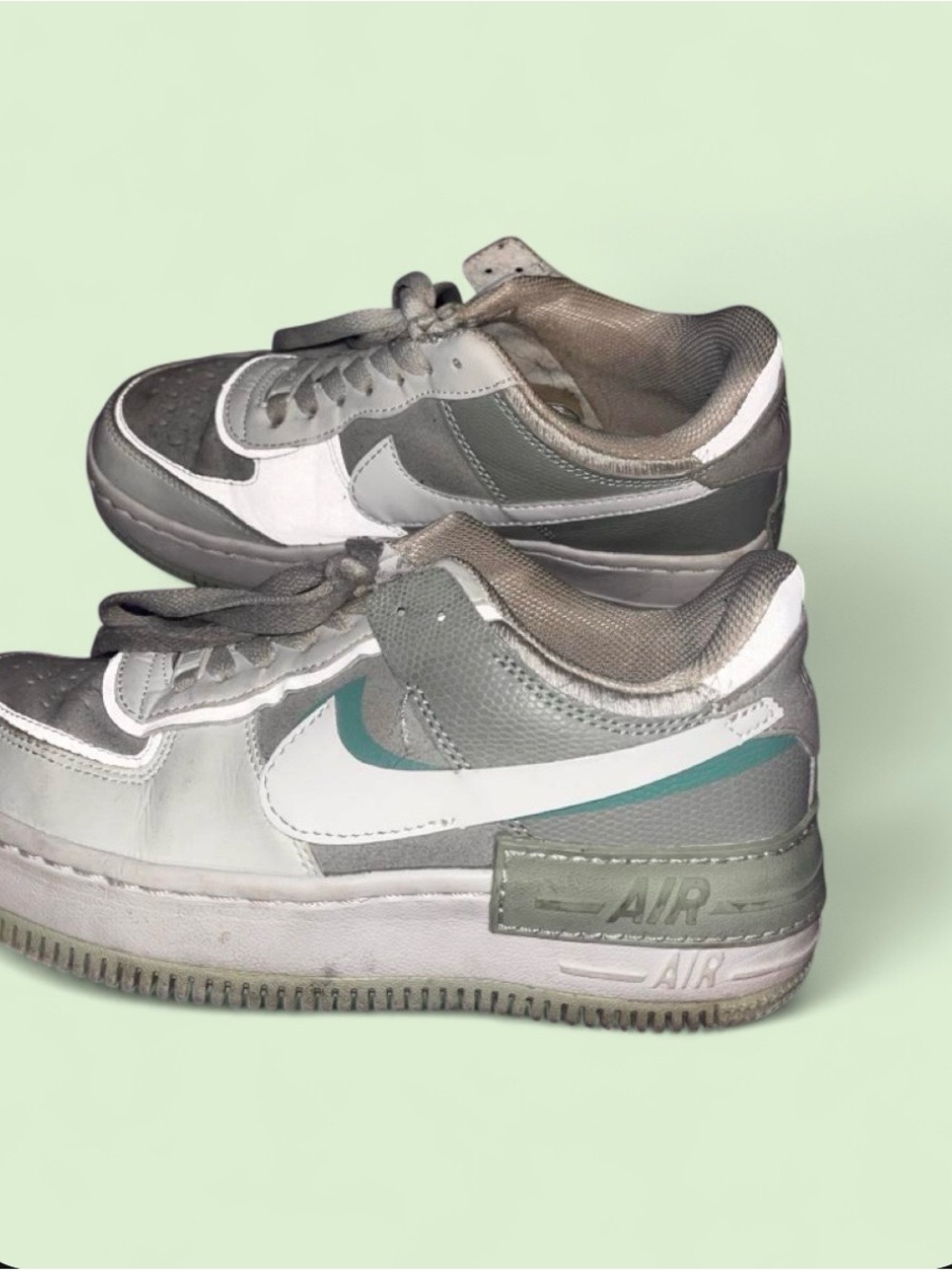 Green and White Nike Sneakers